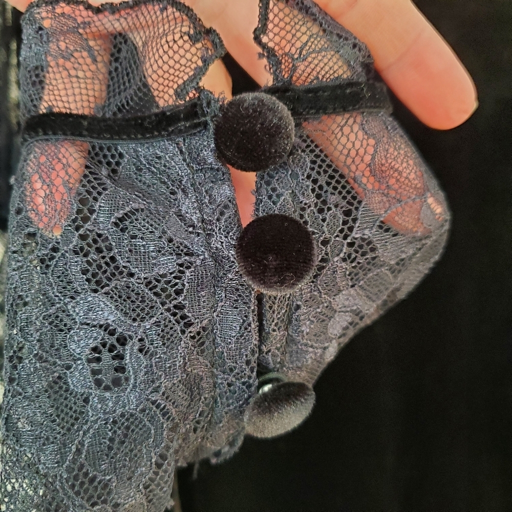 Free People Midnight Hour Black Lace Velvet Mini Dress Size S - Picture 9 of 9
